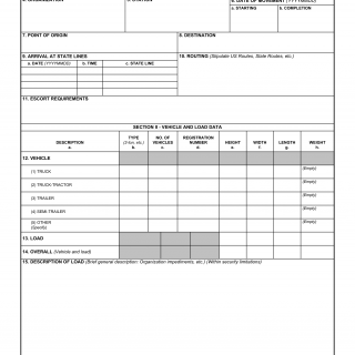 DD Form 1266. Request for Special Hauling Permit