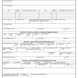 DD Form 1277. Cataloging Action Request