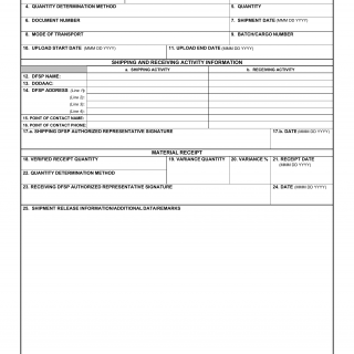 DD Form 1348-7. DoD MILSPETS DFSP Shipment and Receipt Document