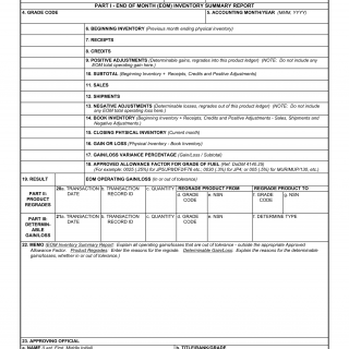 DD Form 1348-8. DoD MILSPETS: DFSP Inventory Accounting Document and End-of-Month Report