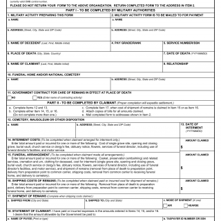 DD Form 1375. Request for Payment of Funeral and/or Interment Expenses