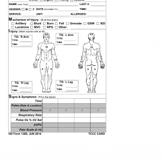 DD Form 1380. Tactical Combat Casualty Care (TCCC) Card (Instructions)