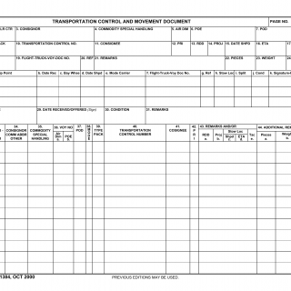 DD Form 1384. Transportation Control and Movement Document