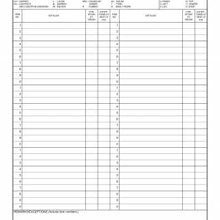 DD Form 1412. Inventory of Articles Shipped in House Trailer