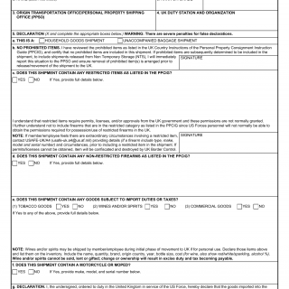 DD Form 1434. United Kingdom (UK) Customs Declaration for the Importation of Personal Effects of U.S. Forces/Civilian Personnel on Duty in the UK