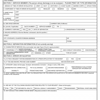 DD Form 149. Application For Correction Of Military Record Under The ...