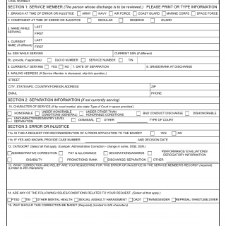 DD Form 149. Application for Correction of Military Record Under the Provisions of Title 10, U.S. Code, Section 1552