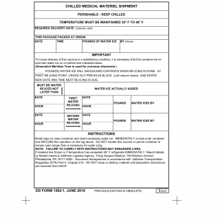 DD Form 1502-1. Chilled Medical Materiel Shipment