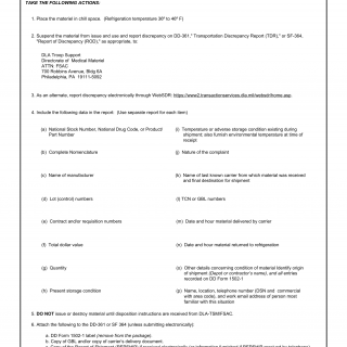 DD Form 1502-1N. Notice for Chilled Medical Materiel Shipments