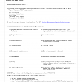 DD Form 1502N. Notice for Frozen Medical Materiel Shipments