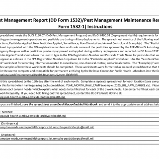 DD Form 1532. Pest Management Maintenance Record