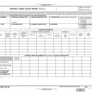 DD Form 1586. Contract Funds Status Report