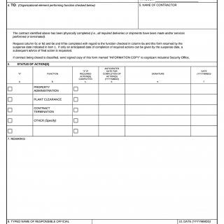DD Form 1593. Contract Administration Completion Record