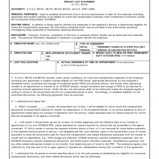 DD Form 1617. Department of Defense (DoD) Transportation Agreement Transfer of Civilian Employees Outside CONUS (OCONUS)