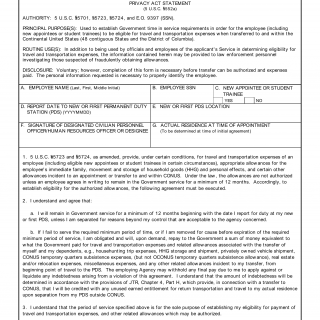 DD Form 1618. Department of Defense (DoD) Transportation Agreement Transfer of Civilian Employees to and within Continental United States