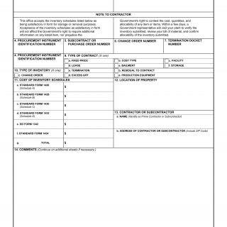 DD Form 1637. Notice of Acceptance of Inventory Schedules