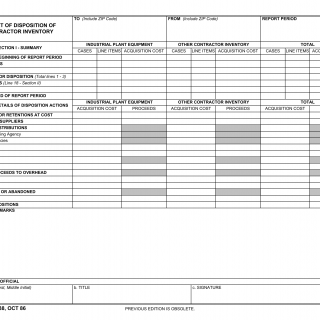 DD Form 1638. Report of Disposition of Contractor Inventory
