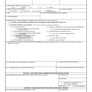 DD Form 1716. Contract Data Package Recommendation/Deficiency Report