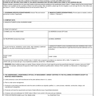 DD Form 1718. Certification of Qualified Products