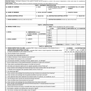DD Form 1800. Mobile Home Inspection Record