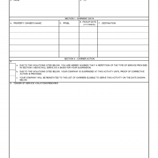 DD Form 1814. Carrier Notice of Warning/Suspension