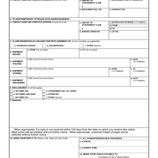 DD Form 1843. Demand on Carrier/Contractor