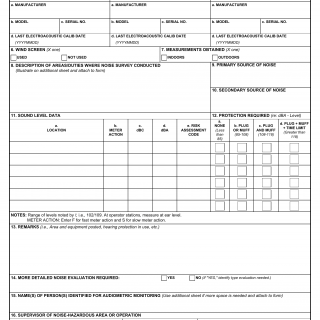 DD Form 2214. Noise Survey