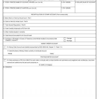 DD Form 2259. Report of Audit of Postal Accounts