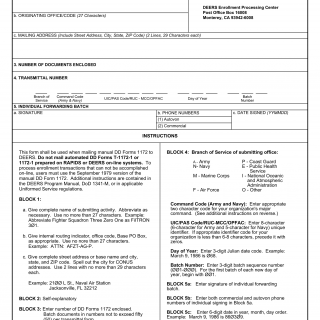 DD Form 2268. Defense Enrollment Eligibility Reporting System (DEERS) Batch Transmittal