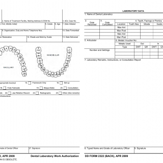 DD Form 2322. Dental Laboratory Work Authorization