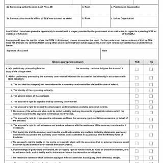 DD Form 2329. Record of Trial by Summary Court-Martial