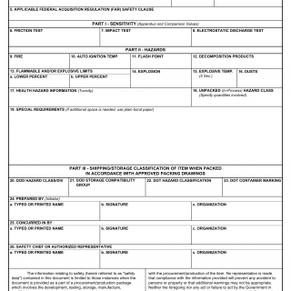 DD Form 2357. Hazardous Component Safety Data Statement (HCSDS)