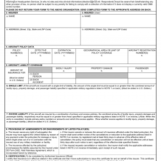 DD Form 2400. Civil Aircraft Certificate of Insurance