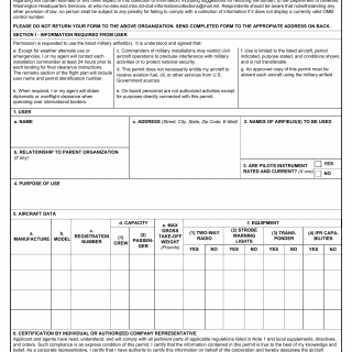 DD Form 2401. Civil Aircraft Landing Permit