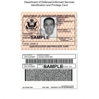 DD Form 2765. Identification and Privilege Card (tan)