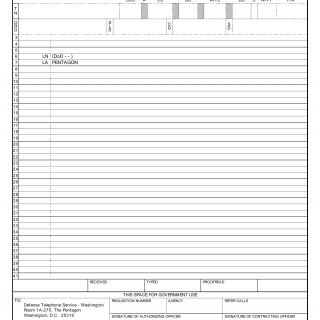 DD Form 410. Requisition For Telephone Service