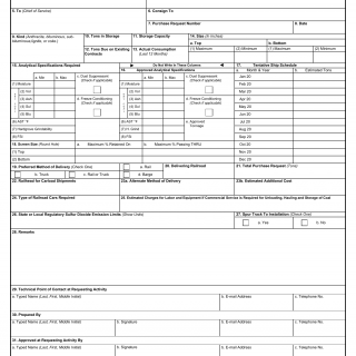 DD Form 416. Coal, Coke, or Briquettes, Purchase Request For