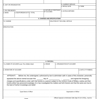 DD Form 458. Charge Sheet
