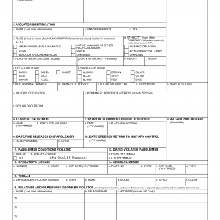 DD Form 553-1. Parole/Mandatory Supervised Release (MSR) Violator Wanted By the Armed Forces