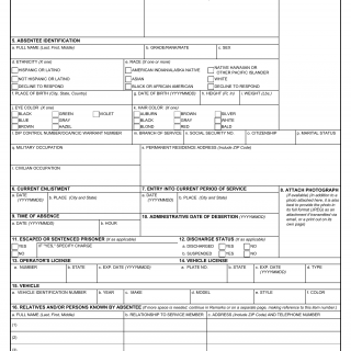 DD Form 553. Deserter/Absentee Wanted by the Armed Forces