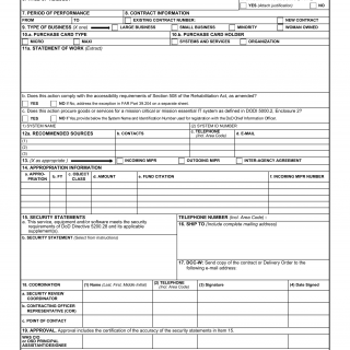 DD Form 562. Request for Information Technology (IT) Goods and Services