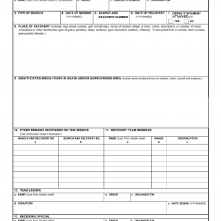 DD Form 567. Record of Search and Recovery
