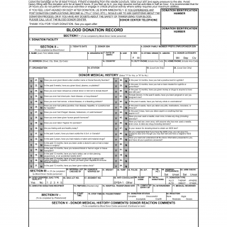 DD Form 572. Blood Donation Record