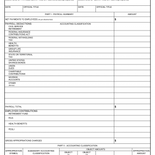 DD Form 592. Payroll for Personal Services Certification and Summary
