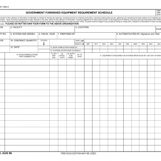 DD Form 610. Government Furnished Equipment Requirement Schedule