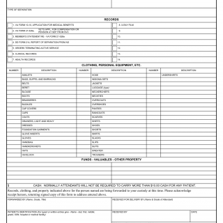 DD Form 675. Receipt for Records and Patients Property