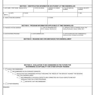 DD Form 785. Officer Candidate-Type Training, Record of Disenrollment from