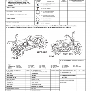 DD Form 788-2. Private Vehicle Shipping Document for Motorcycle