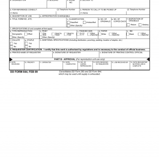 DD Form 844. Requisition For< Local Duplicating Service