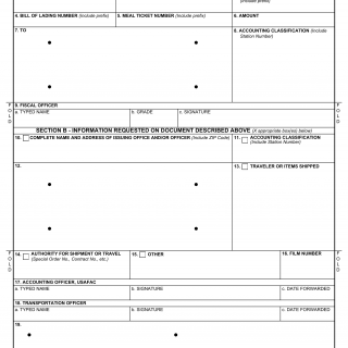 DD Form 870. Request for Fiscal Information Concerning Transportation Requests, Bill of Landing and Meal Tickets